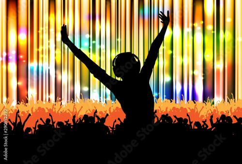 Cuadros en Lienzo Cheering crowd at the concert - vector illustration