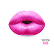 Pink sexy female lips isolated on a white background, an air kiss, beautiful lips, beauty, soft pink lipstick, cosmetics. 3D effect. VectorEPS10