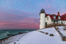Lighthouse On The Coast In Winter