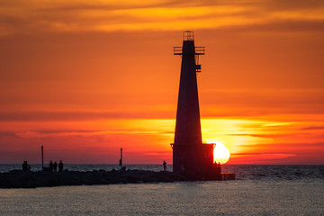 Wall Mural - lighthouse at sunset