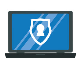 Poster - laptop computer with security shield vector illustration