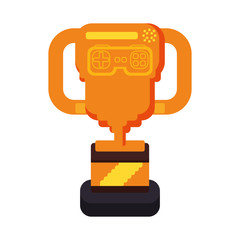 Poster - trophy award with video game control vector illustration