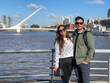 Young couple in El Puente de la Mujer, Puerto Madero, Buenos Aires, Argentina