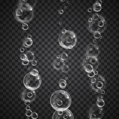 Wall Mural - Realistic floating soap bubbles on transparent background. Design element for advertising booklet, flyer or poster