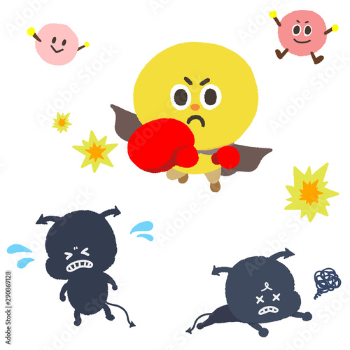 バイキンを撃退する キャラクターイラストセット Wall Mural 三原よう バイキンを撃退する キャラクターイラストセット Wall Mural 三原よう