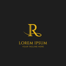 Letter R Premium Elegant Logo Gold Color Simple Minimalist Royal Vintage Logotype