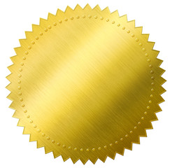 Sticker - certificate gold foil seal or medal isolated with clipping path included