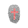 cross Thumb Prints or fingerprint showing christian identity. vector illustration isolated on white background.