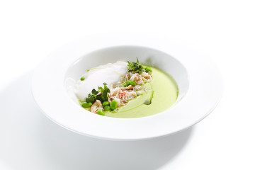 Wall Mural - Green Pea Soup with Crab and Coconut Espuma