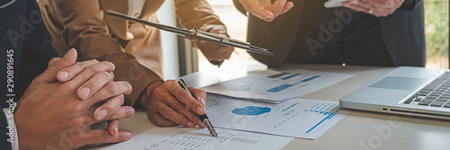 Fotomural Administrator business man financial inspector and secretary making report calculating balance