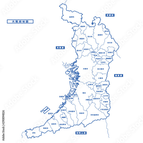 大阪府地図 シンプル白地図 市区町村 Stock Vector Adobe Stock