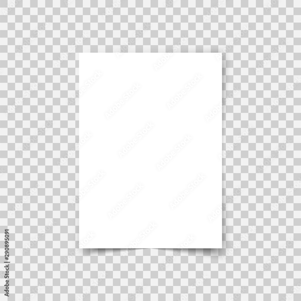 Vector sheet paper A4 format with shadows. White realistic blank paper ...