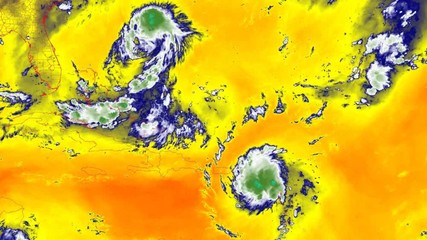 Wall Mural - 2019 hurricane dorian time lapse satellite imagery. caribbean band 10 this work was created using da