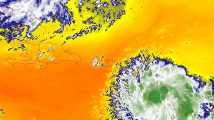 Wall Mural - 2019 hurricane dorian time lapse satellite imagery. puerto rico pass band 10 this work was created u