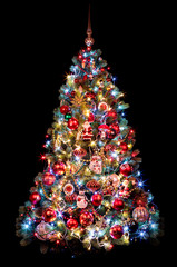 beautiful christmas tree on a black background. new year concept