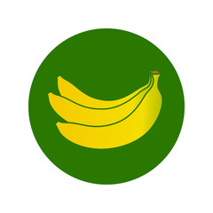 Canvas Print - Bananas bunch graphic icon. Bananas fruit sign in the green circle isolated on white background. Vector illustration