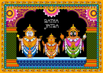 Wall Mural - easy to edit vector illustration of Rath Yatra Lord Jagannath festival Holiday background celebrated in Odisha, India