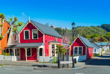 View Of Buildings On A Historic South Street, Nelson, New Zealand.