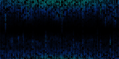 Blue cyber background of binary code digits.