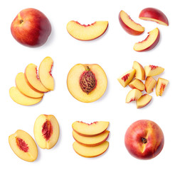 Wall Mural - Set of fresh whole and sliced nectarine fruit