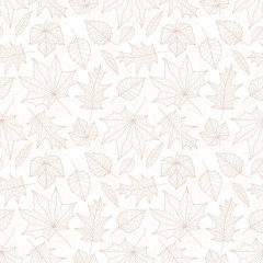 Wall Mural - Beautiful falling leaves seamless pattern, hand drawn detailed leaves, autumn design, great for textiles prints, banners, wallpapers, wrapping - vector surface design