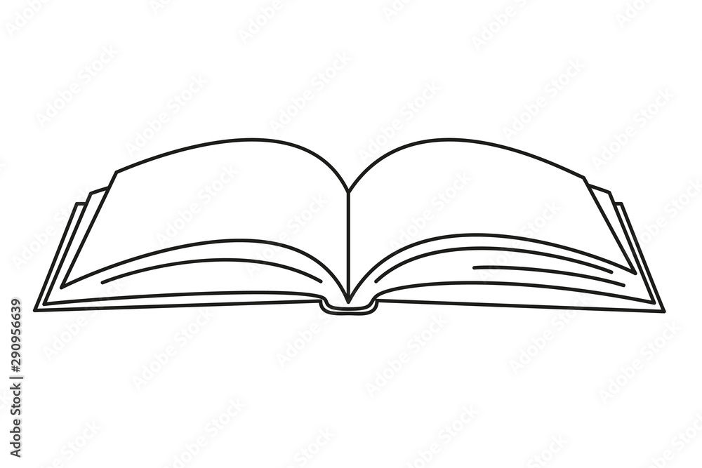 Line art black and white open book Stock Vector | Adobe Stock