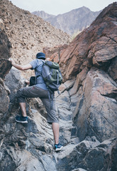 Canvas Print - Hiking in Hajar Mountains in UAE