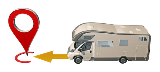 Wall Mural - camping car rides to point pin map