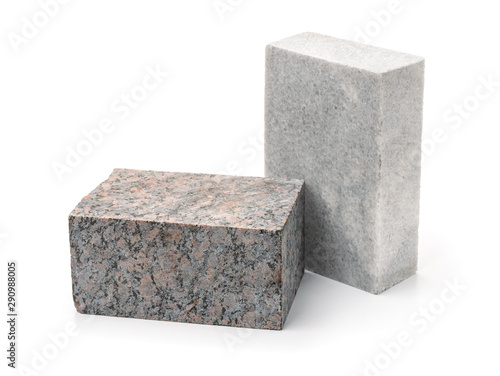 Fotografía Unpolished granite and marble stone blocks