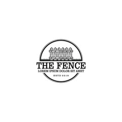 Wall Mural - Wood fence logo design vintage logo design