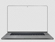 Realistic laptop with transparent screen. Laptop mockup, vector graphic.