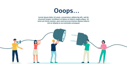 404 connection error banner with people flat vector illustration isolated.