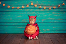 Happy Child Dressed Halloween Costume