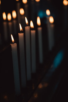 Candles in the dark catholic church