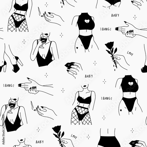 Stylish Graceful Faceless Lady Hand Drawn Outline Body Parts Slim Waist Black Nails Legs With Shoes Hand Holding Cigarette And Rose Black Vector Trendy Illustration All Elements Are Isolated Buy This Stylish Graceful Faceless Lady Hand Drawn Outline Body Parts Slim Waist Black Nails Legs With Shoes Hand Holding Cigarette And Rose Black Vector Trendy Illustration All Elements Are Isolated Buy This