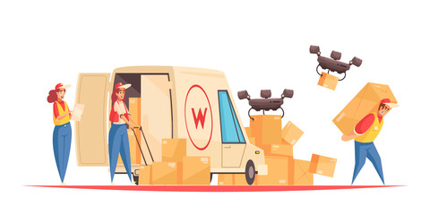 Wall Mural - Delivery Logistics Doodle Composition