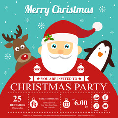 Canvas Print - Christmas card invitation template.