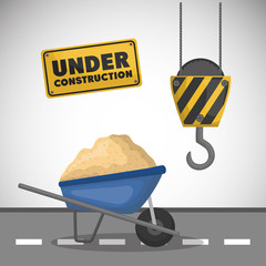 Sticker - worker under construction place vector illustration