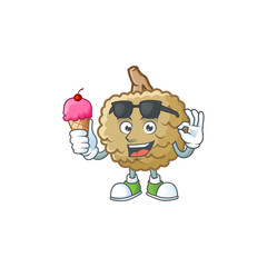 Poster - With ice cream marolo character mascot on white background