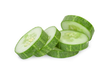 Poster - sliced cucumber  isolated on white background