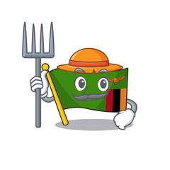 Wall Mural - Farmer flag zambia mascot isolated with character