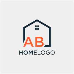 letter AB Line House Real Estate Logo. home initial A and B concept. Construction logo template, Home and Real Estate icon. Housing Complex Simple Vector Logo Template. - vector