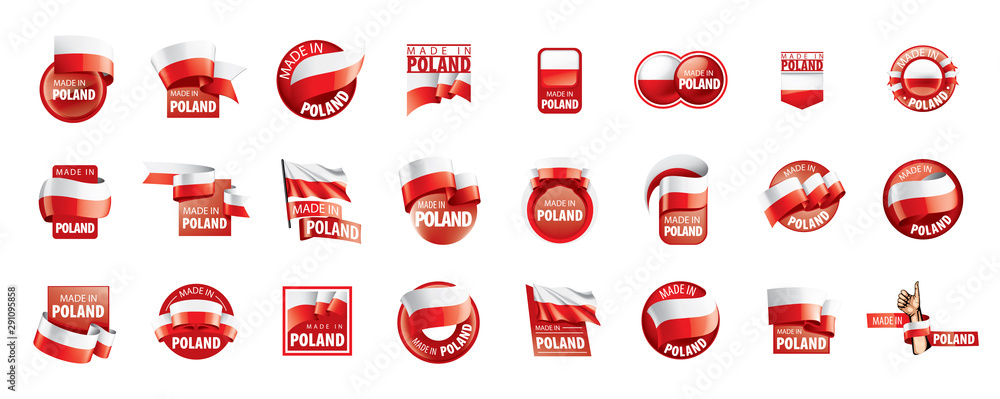 Poland flag, vector illustration on a white background - obrazy, fototapety, plakaty 