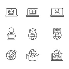 Wall Mural - set of online education icon with line style