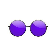 Sticker - Round sunglasses 3D. Summer sunglass shade isolated white background. Fun color sun glass. Realistic design eye sight protection. Cool fashion eyeglasses. Beach sunlight accessory. Vector illustration