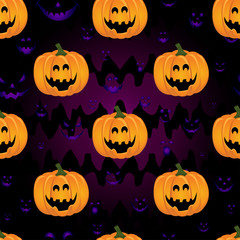 Wall Mural - Abstract seamless pumpkin pattern for girls,boy, kids, halloween, clothes. Creative vector halloween pattern with pumpkin scary face, smile. Funny pumpkin pattern for textile and fabric. Fashion style