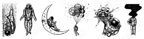 Fotomural Set of Astronauts in the solar system