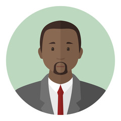 Poster - Bearded African American man in suit. Profile avatar. Vector icon.