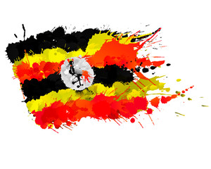 Wall Mural - Flag of Republic of Uganda made of colorful splashes