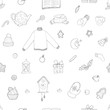 © Juri Kam - Vector seamless pattern with hand draw hygge christmas outline item illustration in doodle cartoons style for wrapping, textile or post card